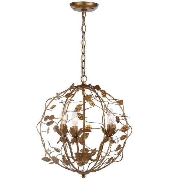 Austen Cage Chandelier Gold Leaf Safavieh