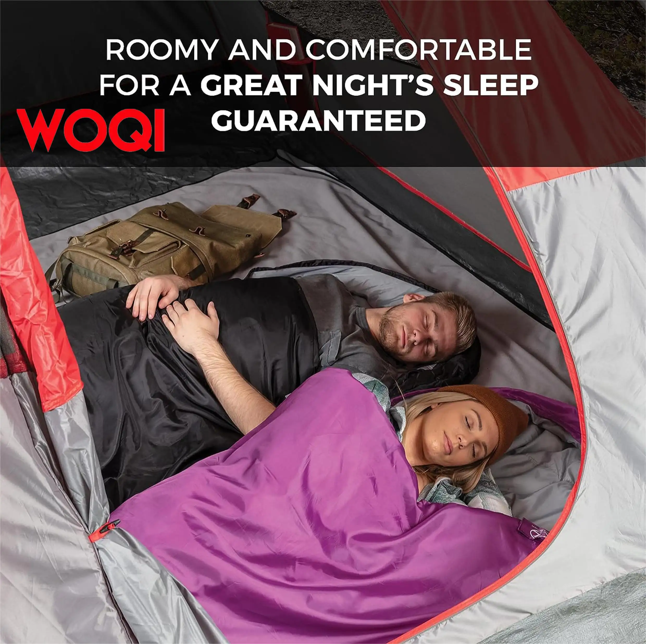 WOQI adult lightweight two season sleeping bag  suitable for camping  hiking  and backpacking