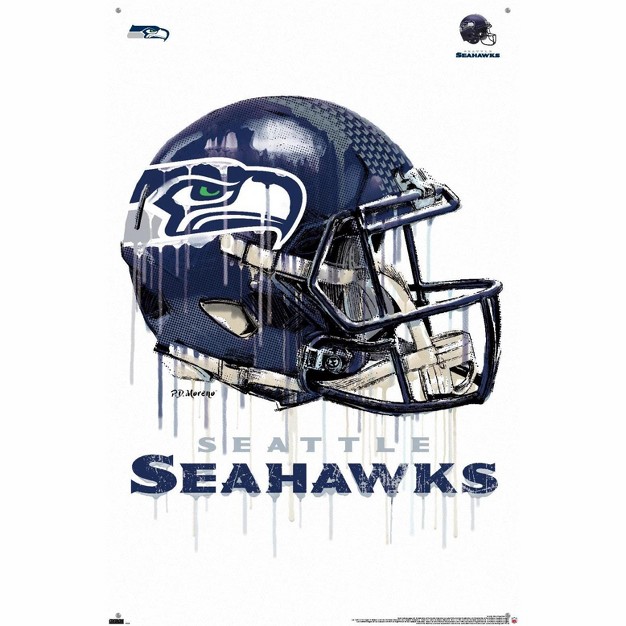 Trends International Nfl Seattle Seahawks Drip Helmet 20 Unframed Wall Poster Prints