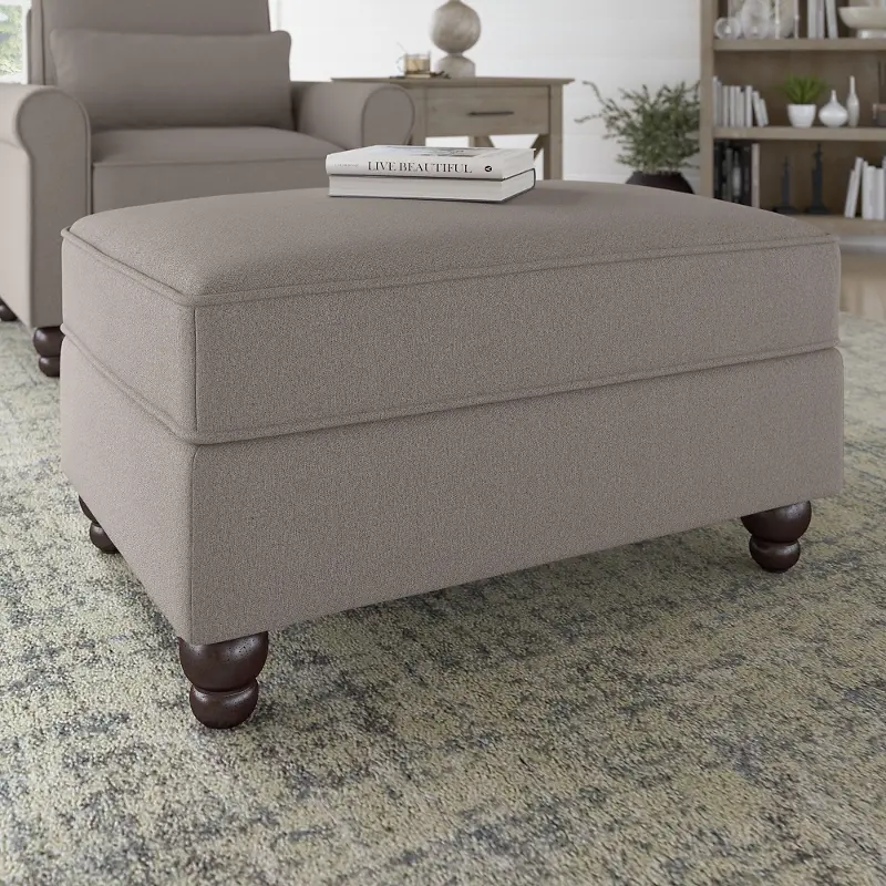 Hudson Beige Storage Ottoman - Bush Furniture