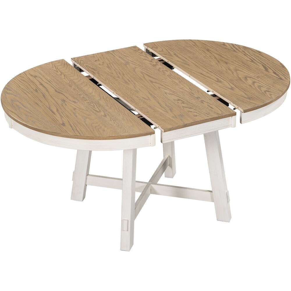 Farmhouse Round Extendable Dining Table with 16\