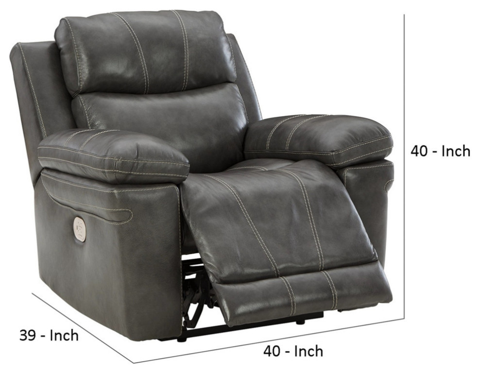 Power Recliner With Adjustable Headrest and Usb  Gray   Contemporary   Recliner Chairs   by VirVentures  Houzz