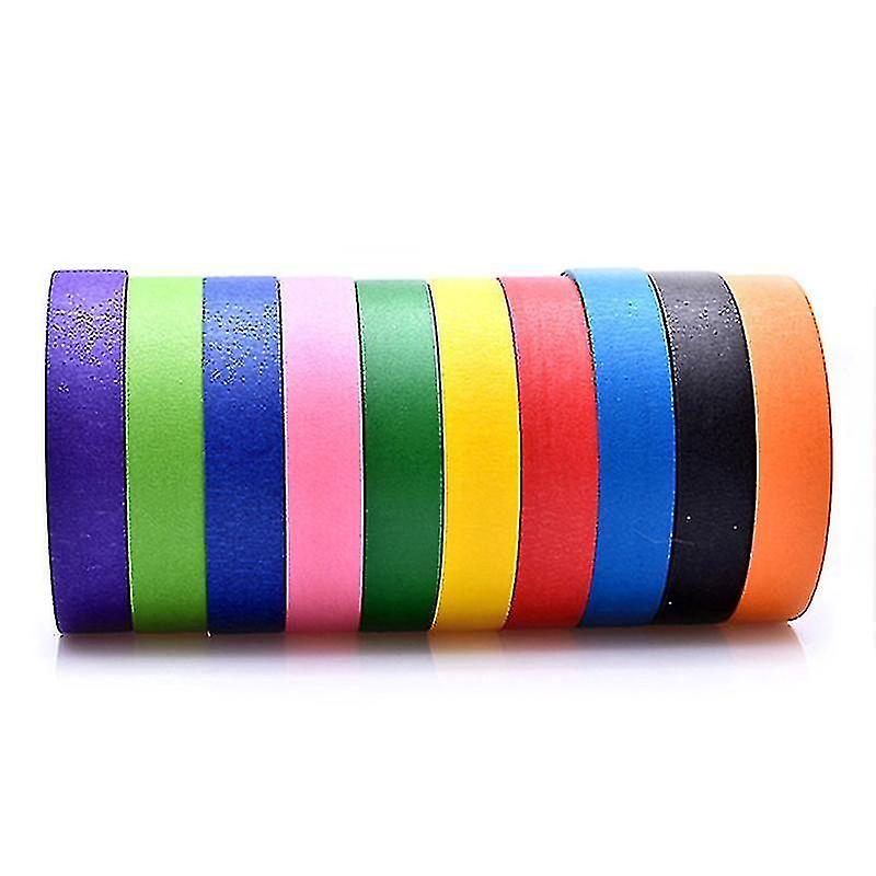 10 Pcs Of 10 Colors 20m Colored Masking Tape Rainbow Color Easy Tear Home Decoration