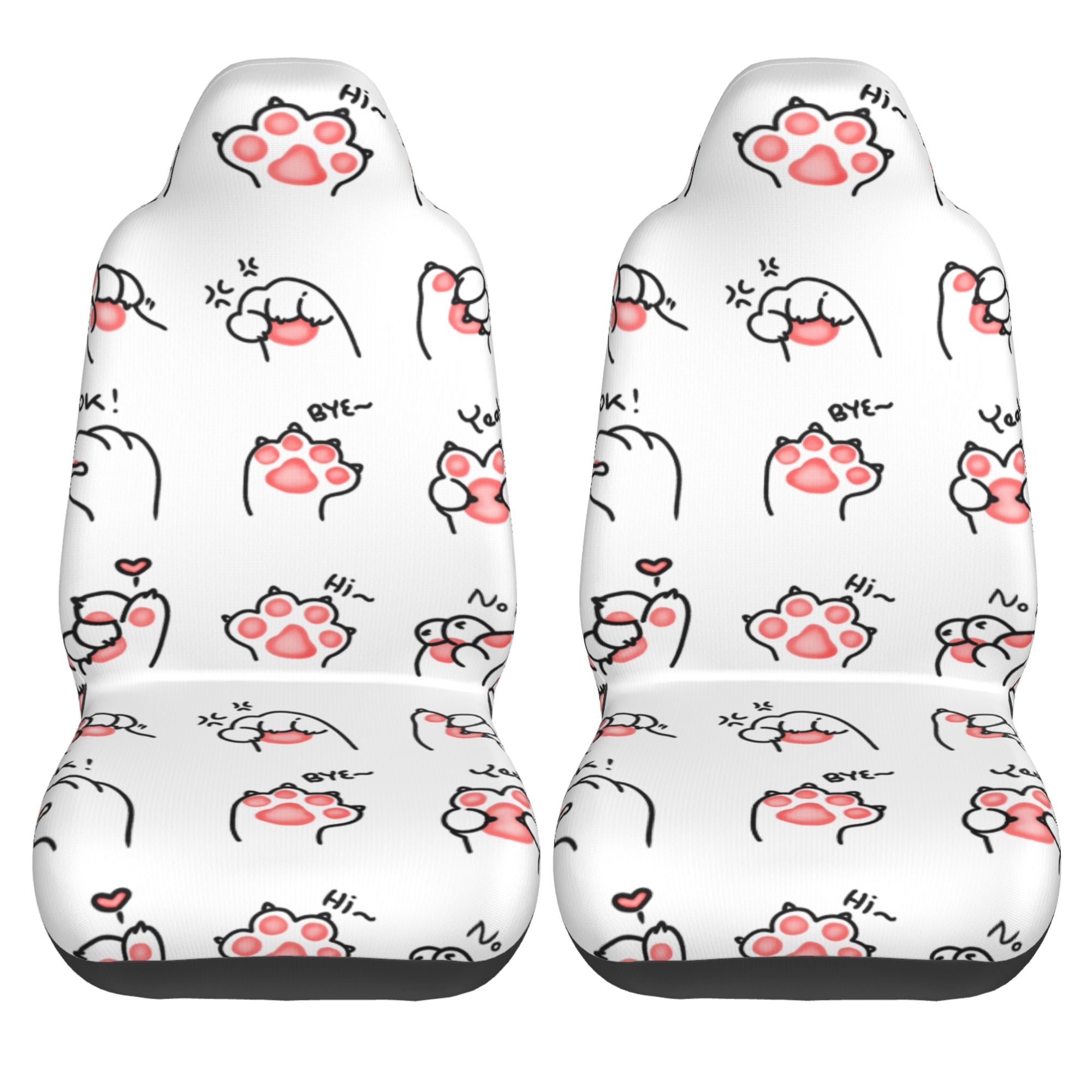 ZICANCN Car Seat Cover Cartoon Paw Graffiti Car Front Seat Covers Protectors ， Automotive Seat Covers for Cars Trucks Suv