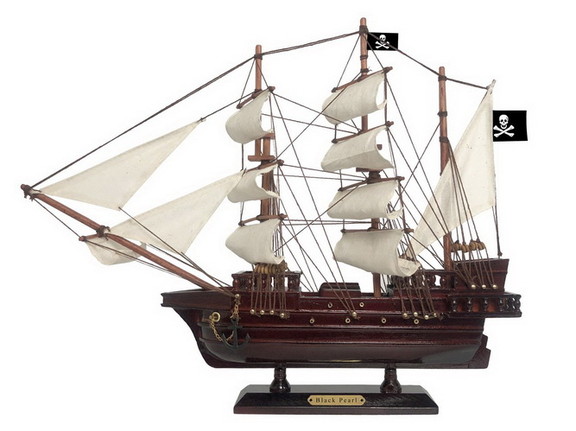 Handcrafted Model Ships Black Pearl White Sails 20...