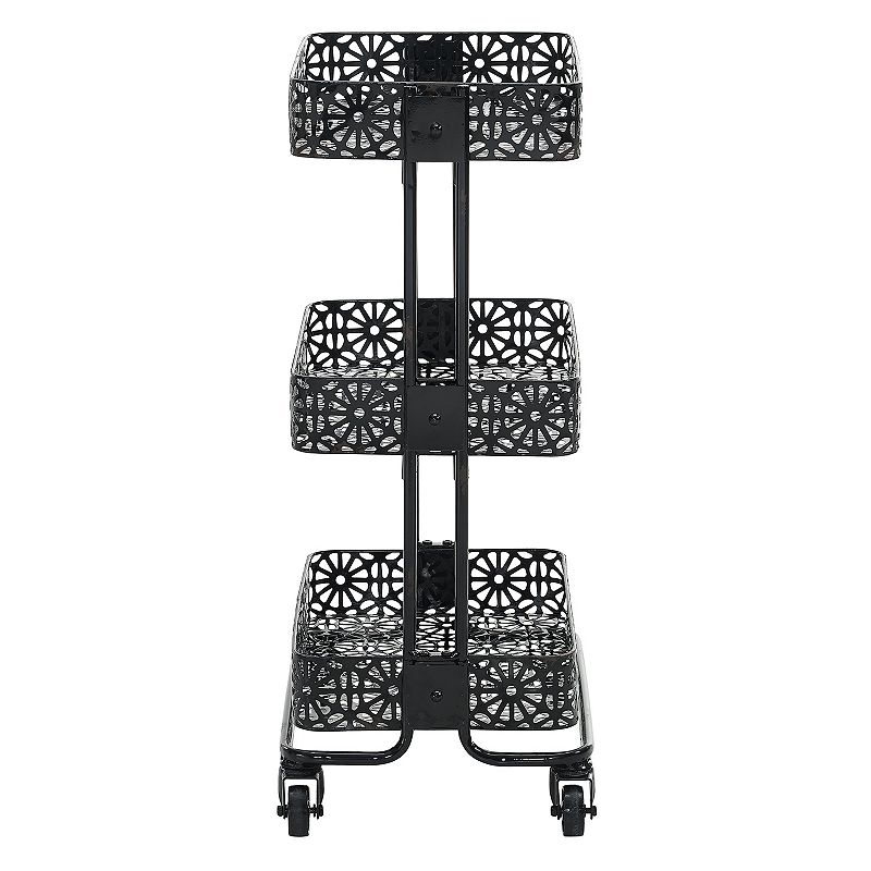 Linon Black 3-Tier Rolling Storage Cart