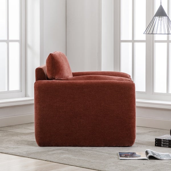 Oversized Chenille Accent Chair Modern Single Sofa Lounge Chair 38.6'' W Armchair Sofa for Living Room， Bedroom， Red