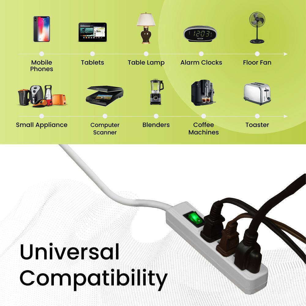 GoGreen Power 3 Outlet Power Strip Surge Protector with 2.5 ft. Heavy Duty Cord GG-13002MS