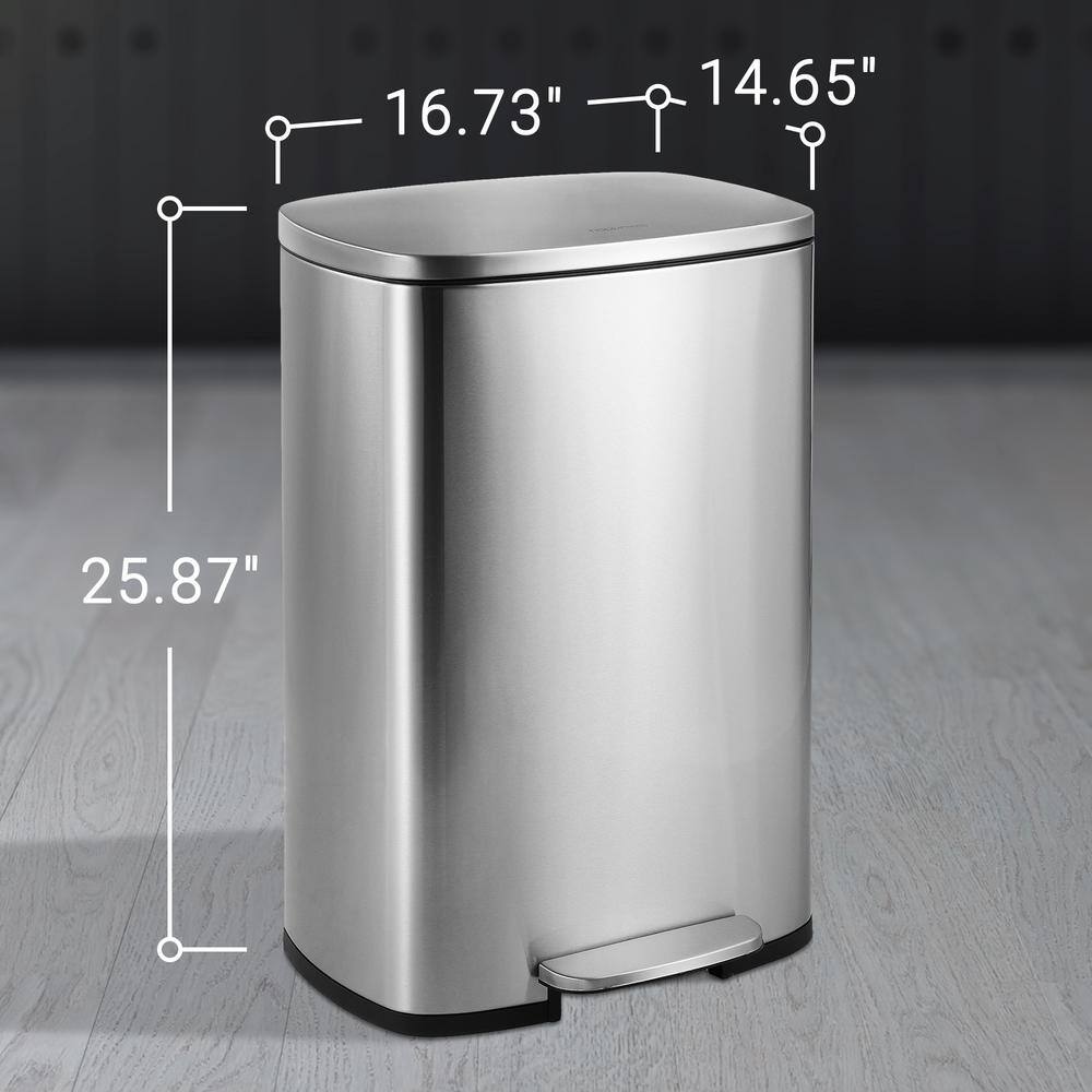 happimess Connor Rectangular 13 Gal. Stainless Steel Trash Can with Soft-Close Lid and Free Mini Trash Can HPM1006A