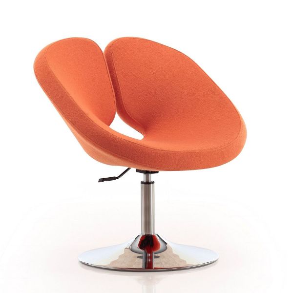 Perch Adjustable Chair in Orange and Polished Chrome (Set of 2)