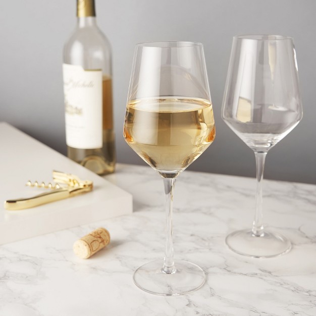 Viski Raye Angled Crystal Wine Glasses Set Of 2