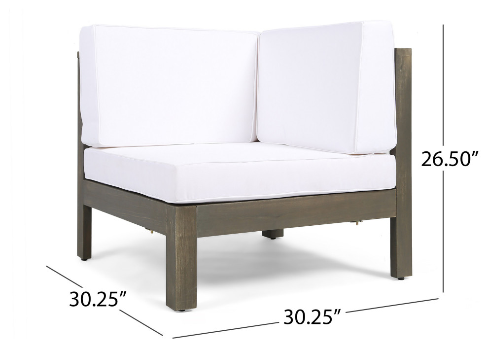 Emma Outdoor 6 Seater Acacia Wood Sectional Sofa and Club Chair Set   Transitional   Outdoor Lounge Sets   by GDFStudio  Houzz