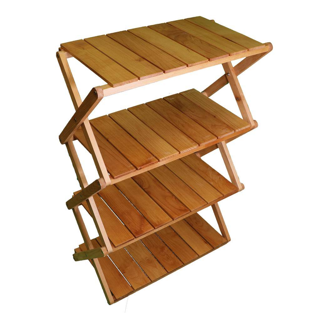 Natural Alder Multi-Use 4-Tier Folding Rack RichM703Wood022