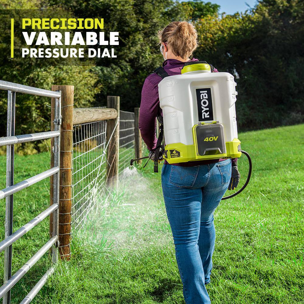 RYOBI 40V Cordless Battery 4 Gal. Backpack Chemical Sprayer (Tool Only) RY40301BTL