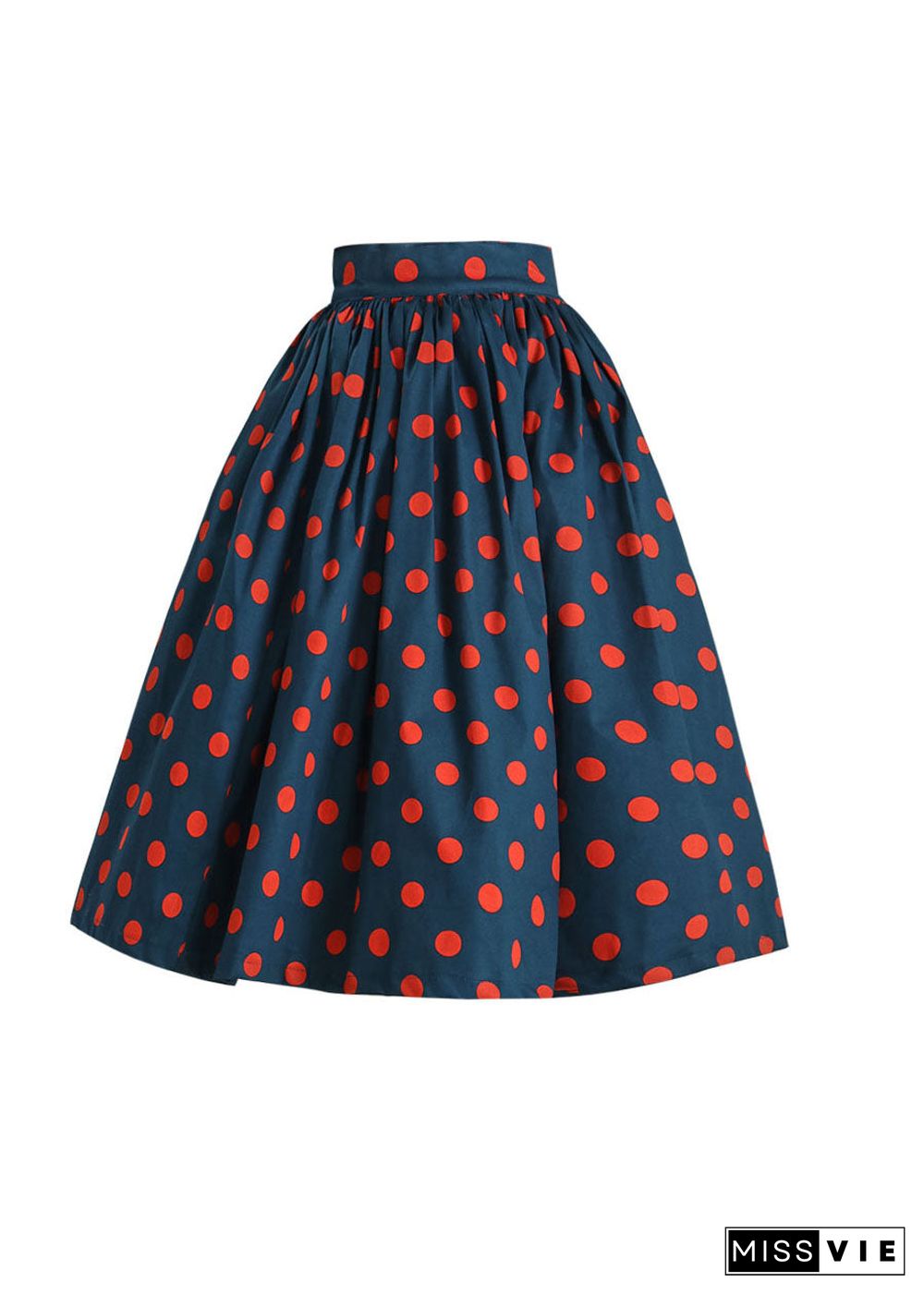 French Peacock blue dot print cirlce skirts Spring