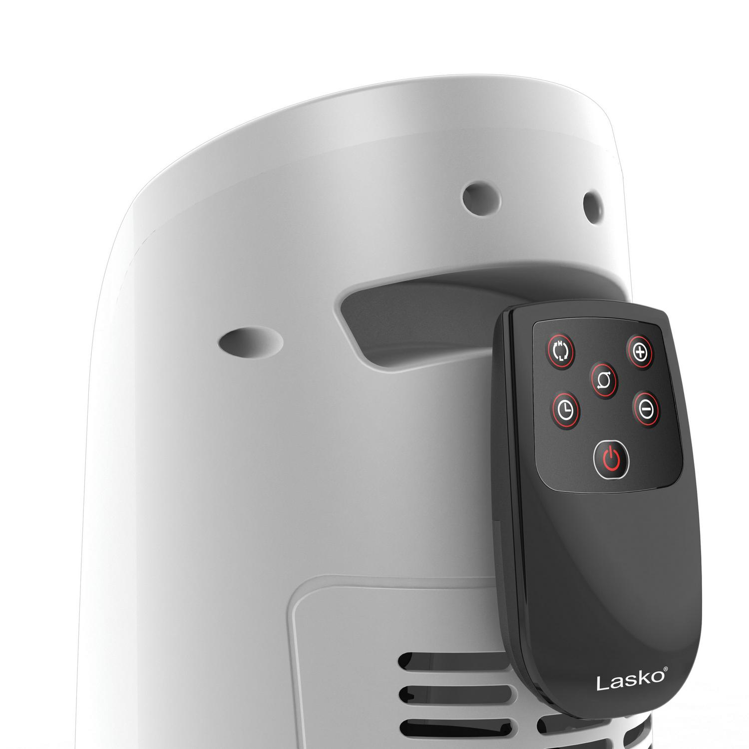 Lasko 1500W Digital Ceramic Tower Space Heater with Remote， 5165， White