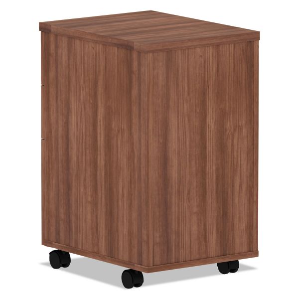 Alera Valencia Series Mobile Pedestal File， Left/Right， 3-Drawer: Box/Box/File， Legal/Letter， Walnut， 15.88 x 20.5 x 28.38