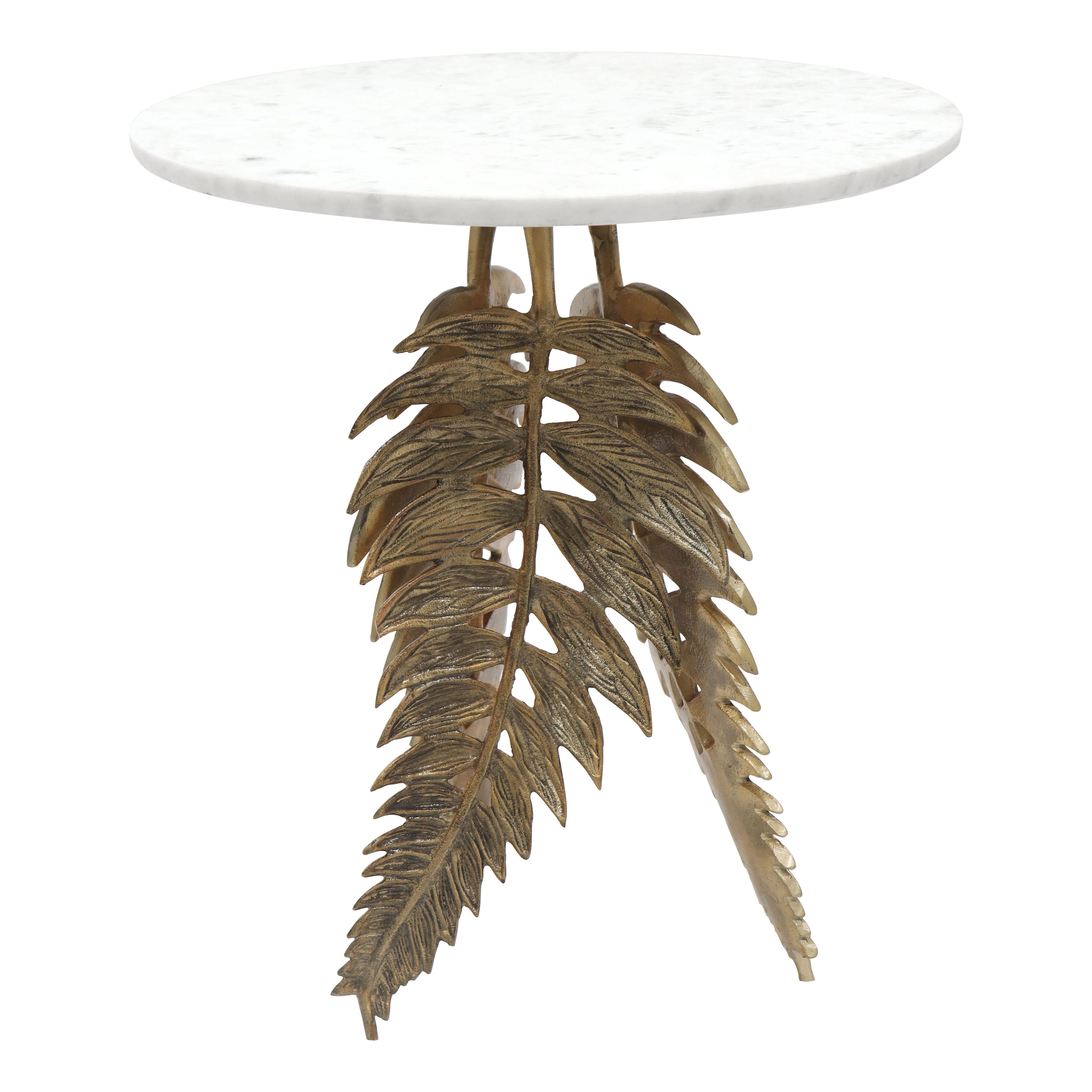 Neruda Marble Side Table White and Gold - White， Gold - 18