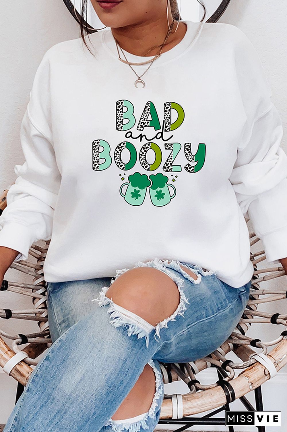 Bad and Boozy - St Patricks Day Sweatshirt Wholesale