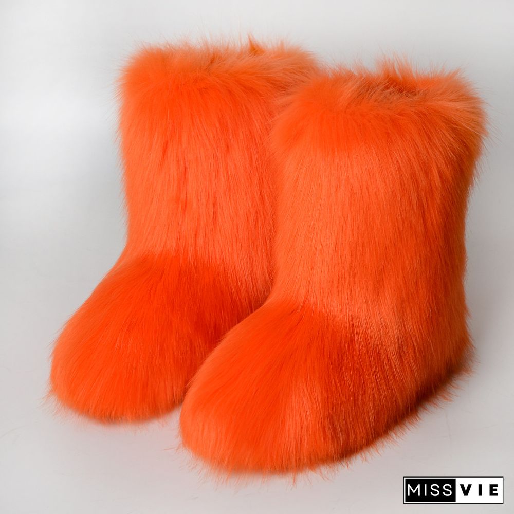 Fashion Casual Fur Boots Plus Velvet Ski Boots