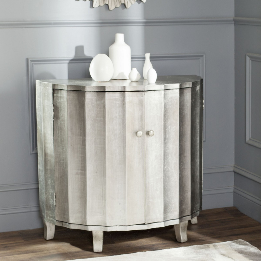 Garrett Demilune Cabinet Silver   Transitional   Accent Chests And Cabinets   by V.S.D Furniture  Houzz