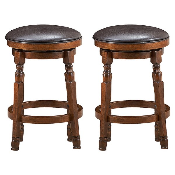 Costway Set of 2 24'' Swivel Bar Stool Leather Padded Dining Kitchen