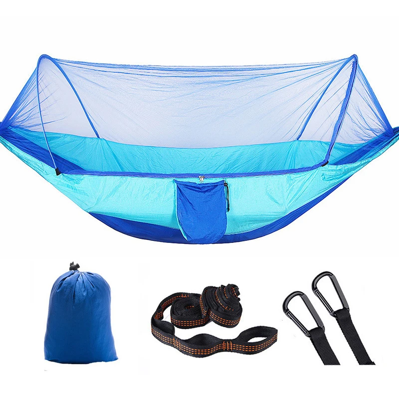 Upgraded Double Tree Mesh Hammock Outdoor Hiking Backpacking Travel Fabric Parachute Hammock