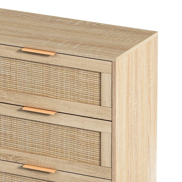 43.31 inch Rattan Storage Cabinet Rattan Drawer with 6 Drawers - - 37908908