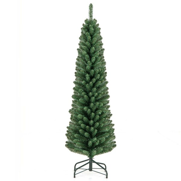 Costway 5/6/7/8 FT Pencil Christmas Tree Artificial Xmas Tree with