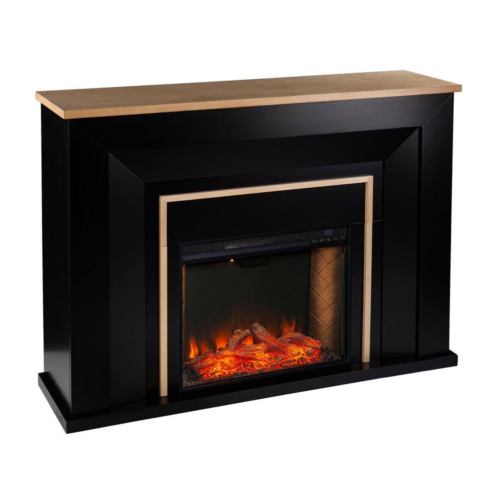 Southern Enterprises Daniena 52 in. Smart Electric Fireplace in Black and Natural HD053448