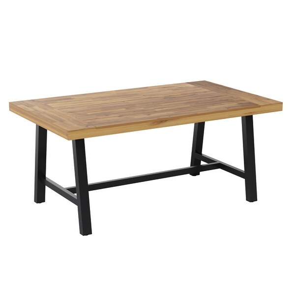 All Weather Commercial Acacia Wood Top Patio Table with Metal Base