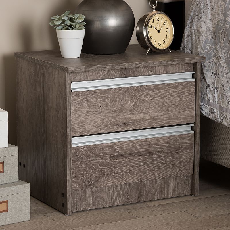 Baxton Studio Gallia Light Brown Nightstand