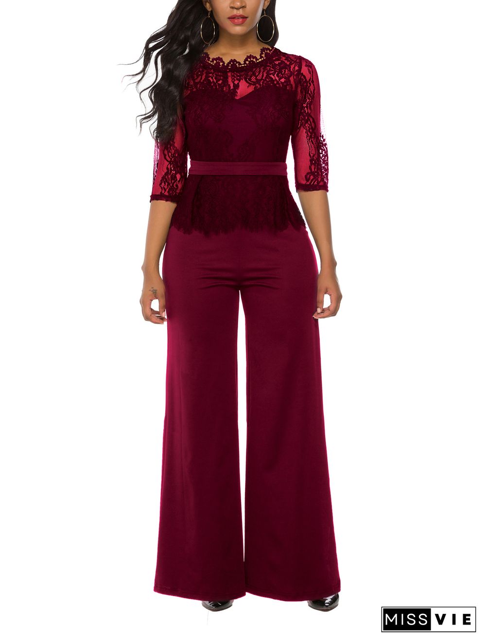 Lace Wide Leg Jumpsuit Pants