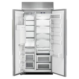 KitchenAid 20.8 cu. ft. Built-In Side by Side Refrigerator in PrintShield Stainless Steel with Exterior Ice and Water KBSD606ESS