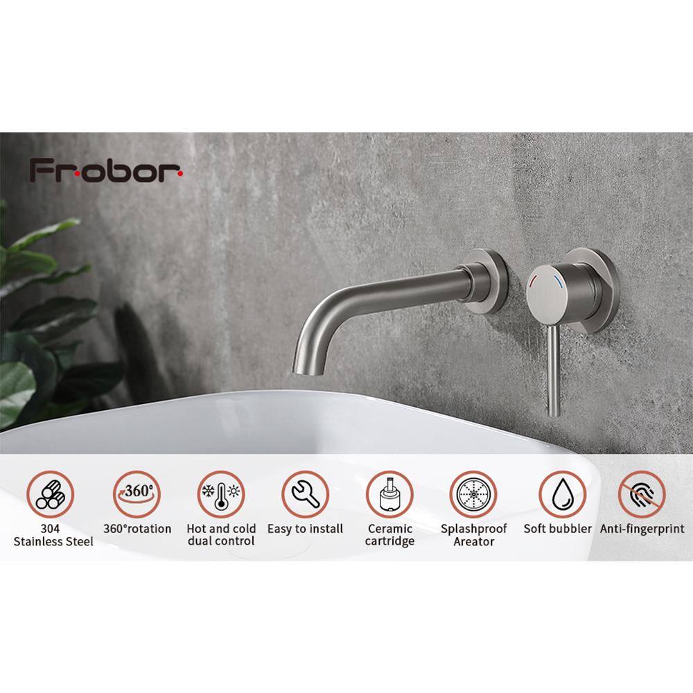 FORCLOVER Single-Handle Wall Mount Bathroom Faucet in Brushed Nickel DRMONM-02BN