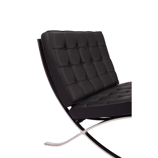 Barcelona Chair， Black Leather and Brushed Chrome