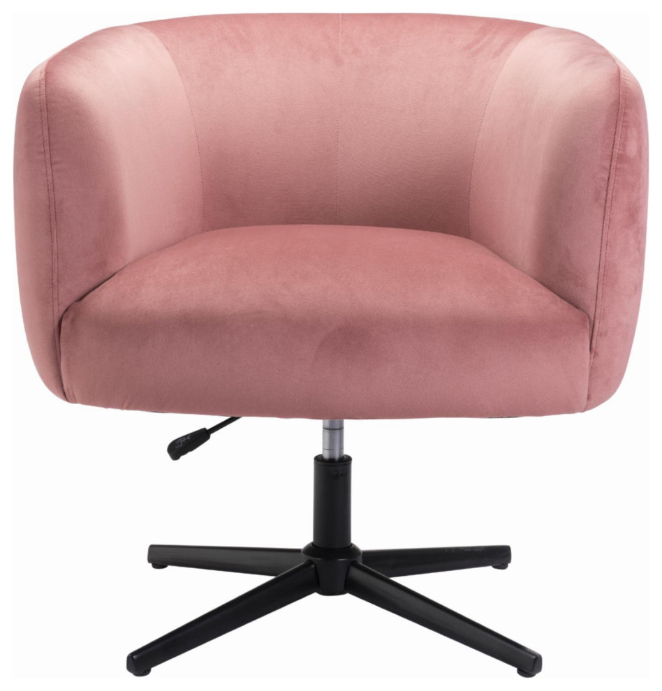 Swiveling Accent Chair  Pink Velvet Seat With Rounded Back  ampAdjustable Height   Contemporary   Armchairs And Accent Chairs   by Decor Love  Houzz