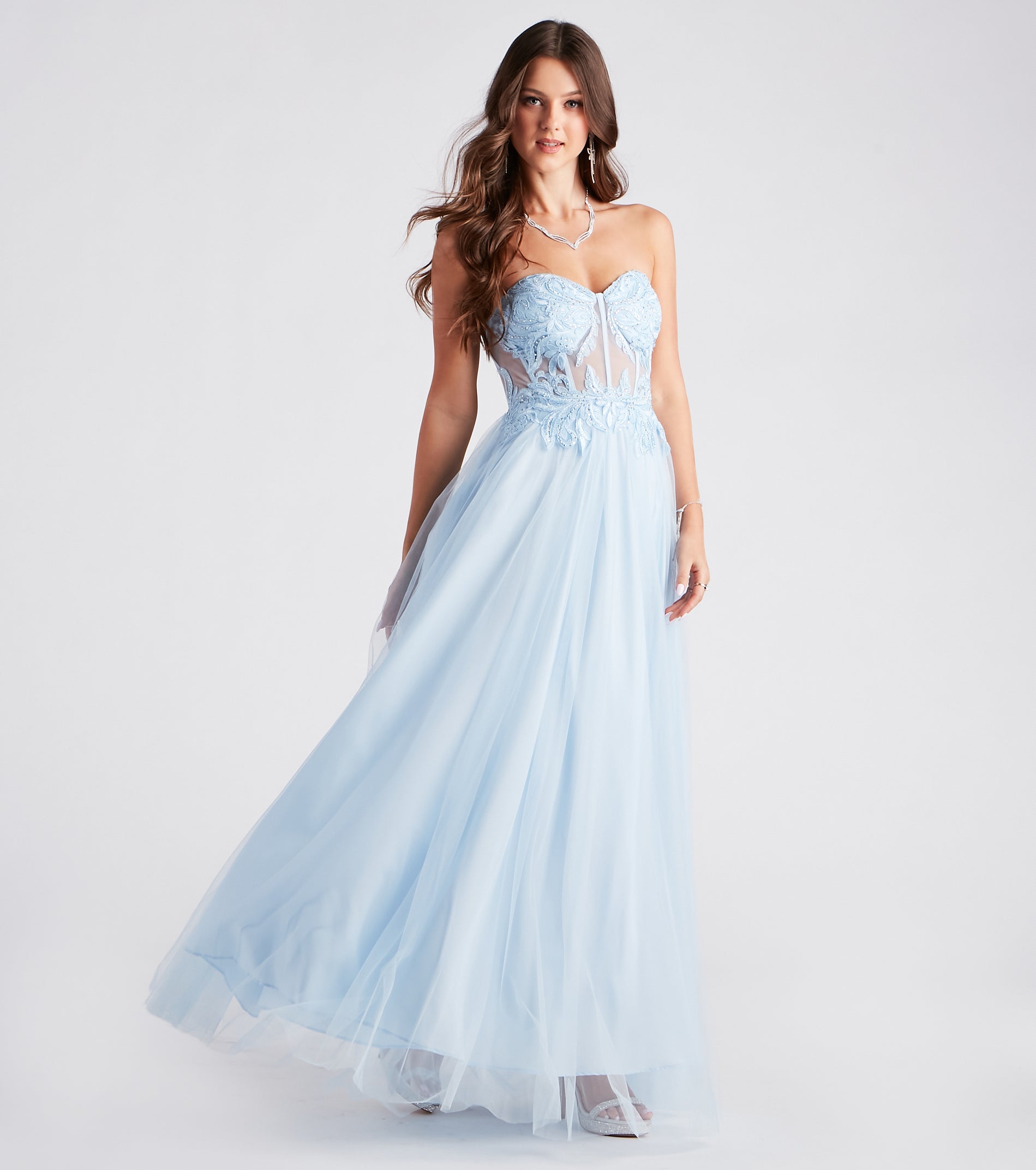 Alora Rhinestone Embroidered Tulle Ball Gown