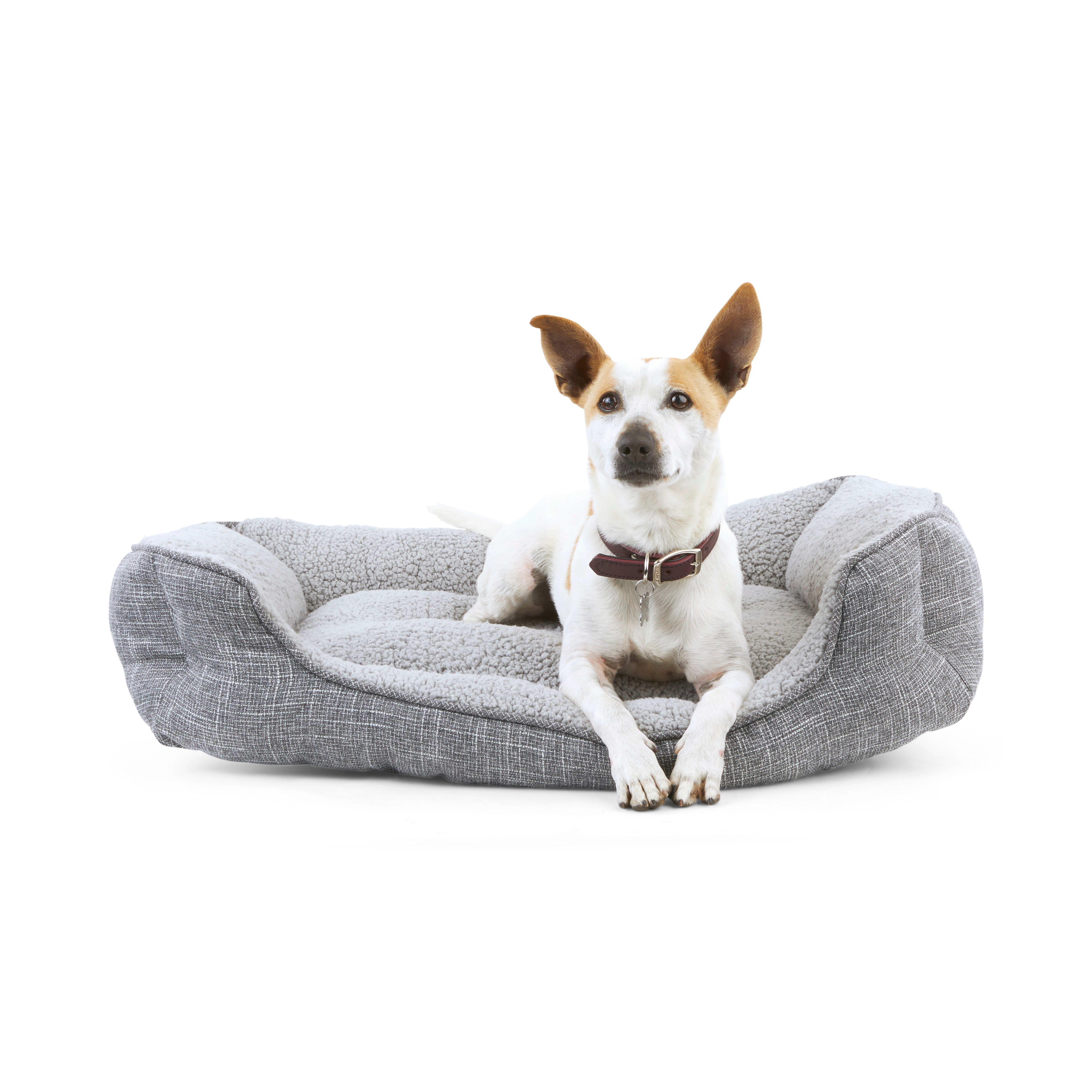 EveryYay Snooze Fest Grey Rectangle Nester Box Dog Bed， 32