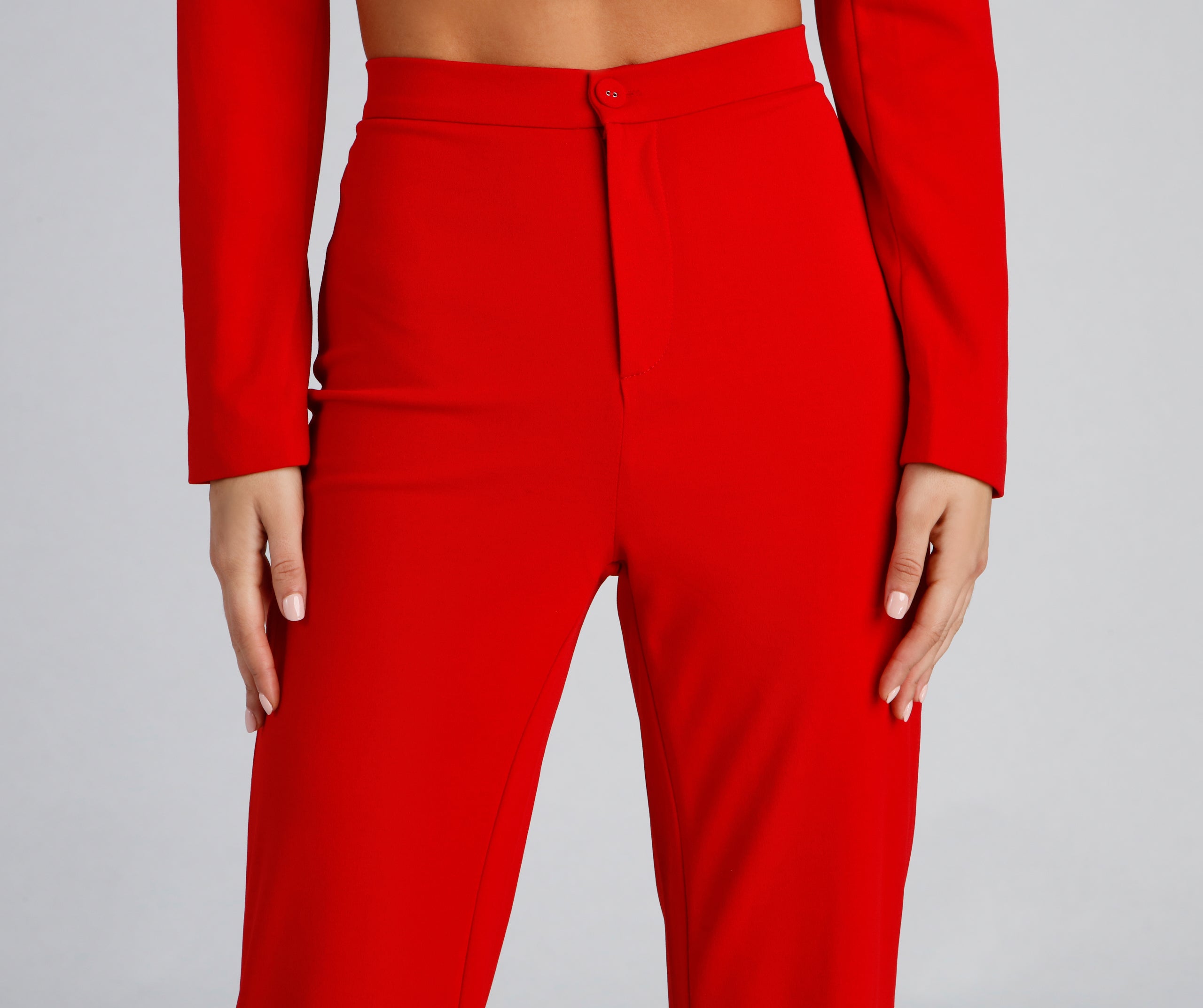 High Waist Flared Crepe Pants