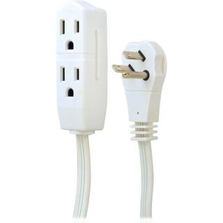 GE 8 ft. 163 3-Outlet Office Extension Cord with Low-Profile Flat Plug White 50251