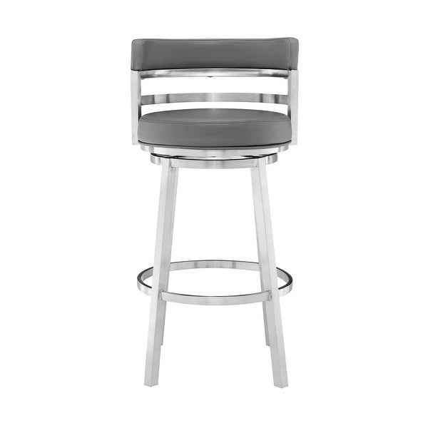 Madrid Modern Swivel Counter/Bar Stool in Faux Leather and Brushed Stainless Steel