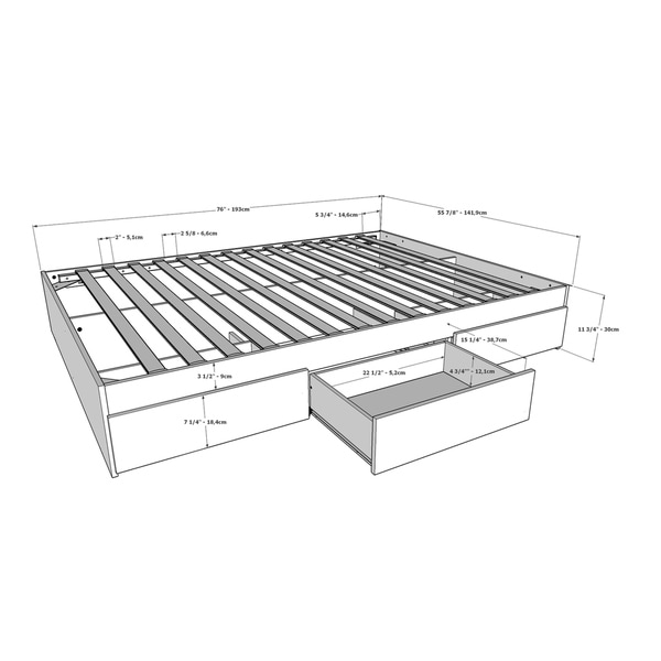 Nexera Origin 4 Piece Bedroom Set， Bark Grey and White - - 30269571