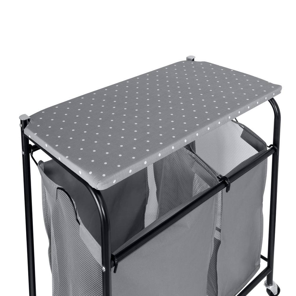 Honey-Can-Do Gray Steel Uneven Clothes Sorter with Ironing Board SRT-09451