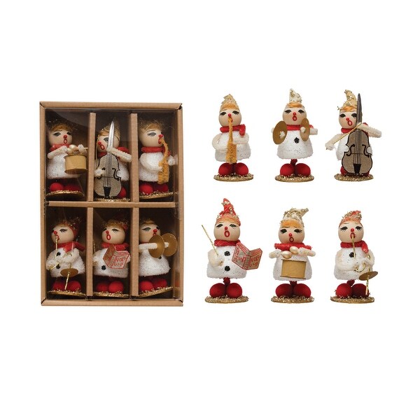 Wood Bead and Paper Vintage Reproduction Marching Band，Set of 6