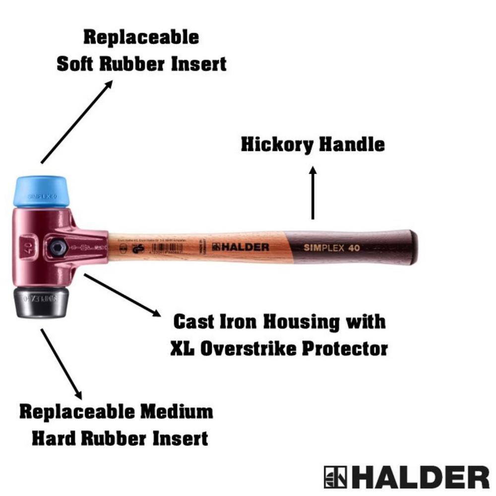 Halder Simplex 40 23 oz. Mallet with Soft Blue Rubber (Non-Marring) and Black Rubber Inserts 3012.040