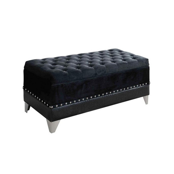 Benjara BM216194 Leatherette Storage Bench with Na...