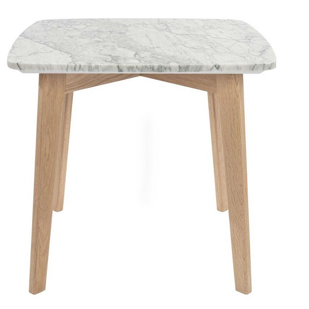 Square Italian Carrara White Marble Side Table