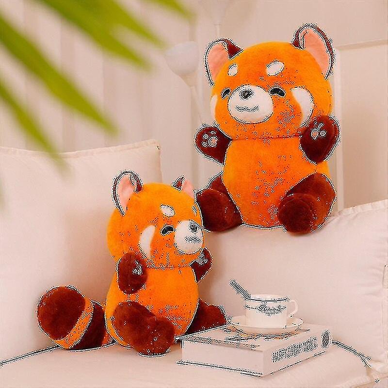 Stuffed Anime Figure Doll 23cm Turned Red Panda Plushie Doll Fluffy Hair Red Raccoon Animals Hug Thr