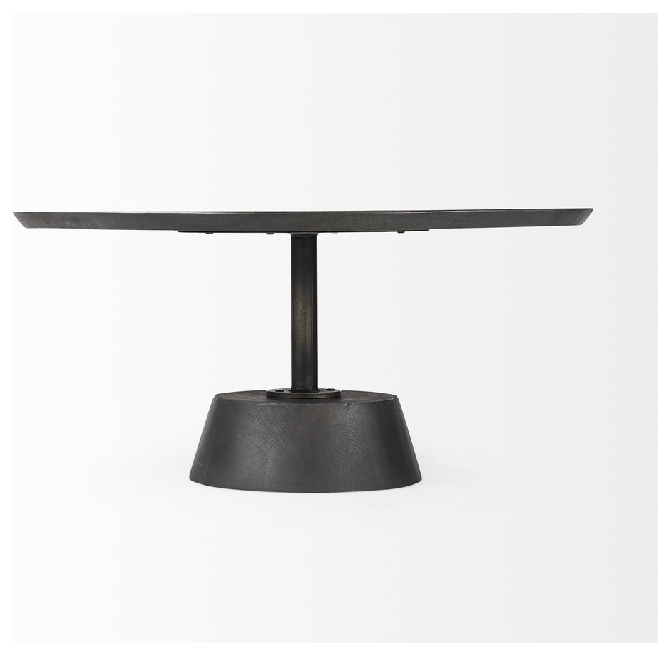 Black Wooden Pedestal Base Coffee Table   Industrial   Coffee Tables   by HomeRoots  Houzz